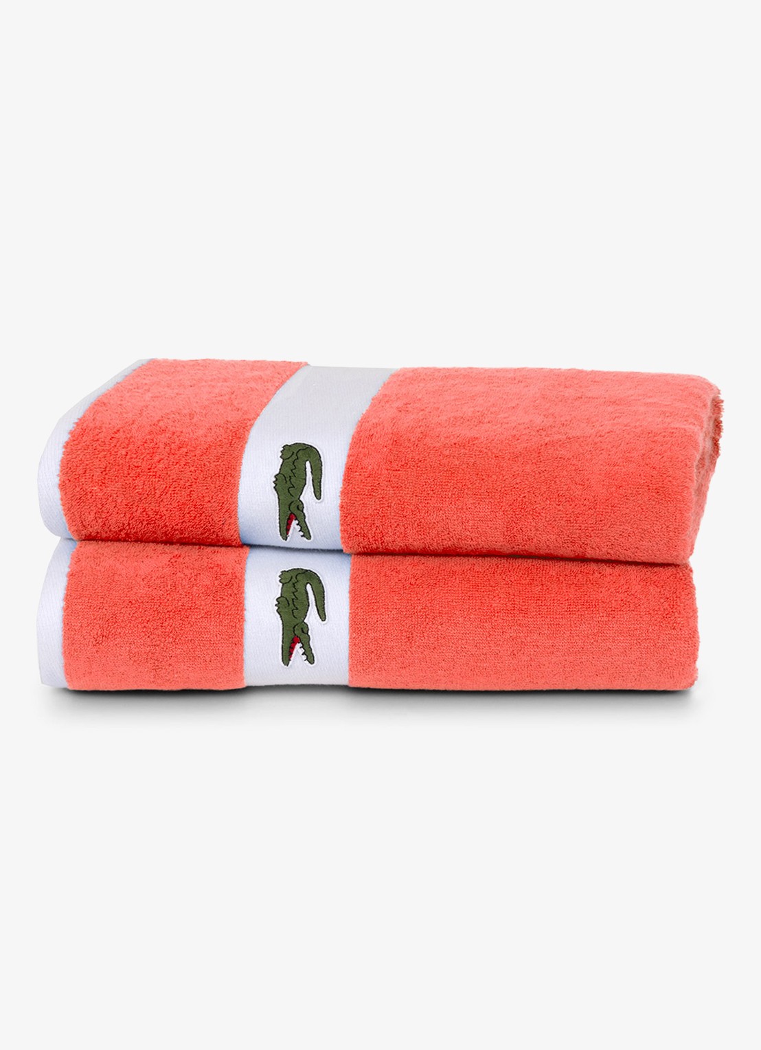 Lacoste L Casual badlaken - 450 gr/m2 - 90 x 150 cm - detail 4 koraalrood