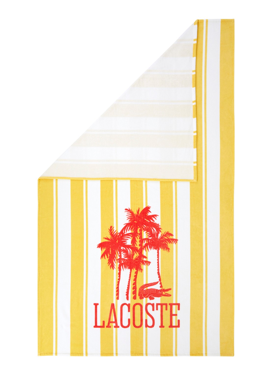Lacoste L Fancy strandlaken - 100 x 170 cm - voorkant 3 geel