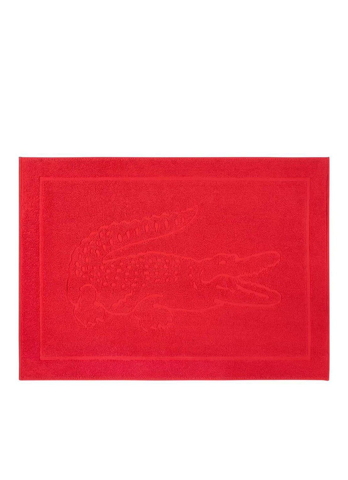 Lacoste L Lacoste badmat van  katoen 800 gr/m2 - 55 x 80 cm - voorkant rood
