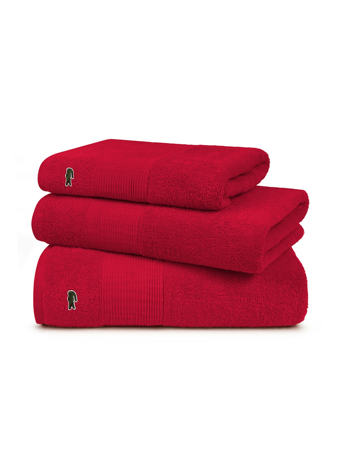 Lacoste L Lecroco badhanddoek - 600 gr/m2 - 50 x 100 cm - detail 4 kersenrood