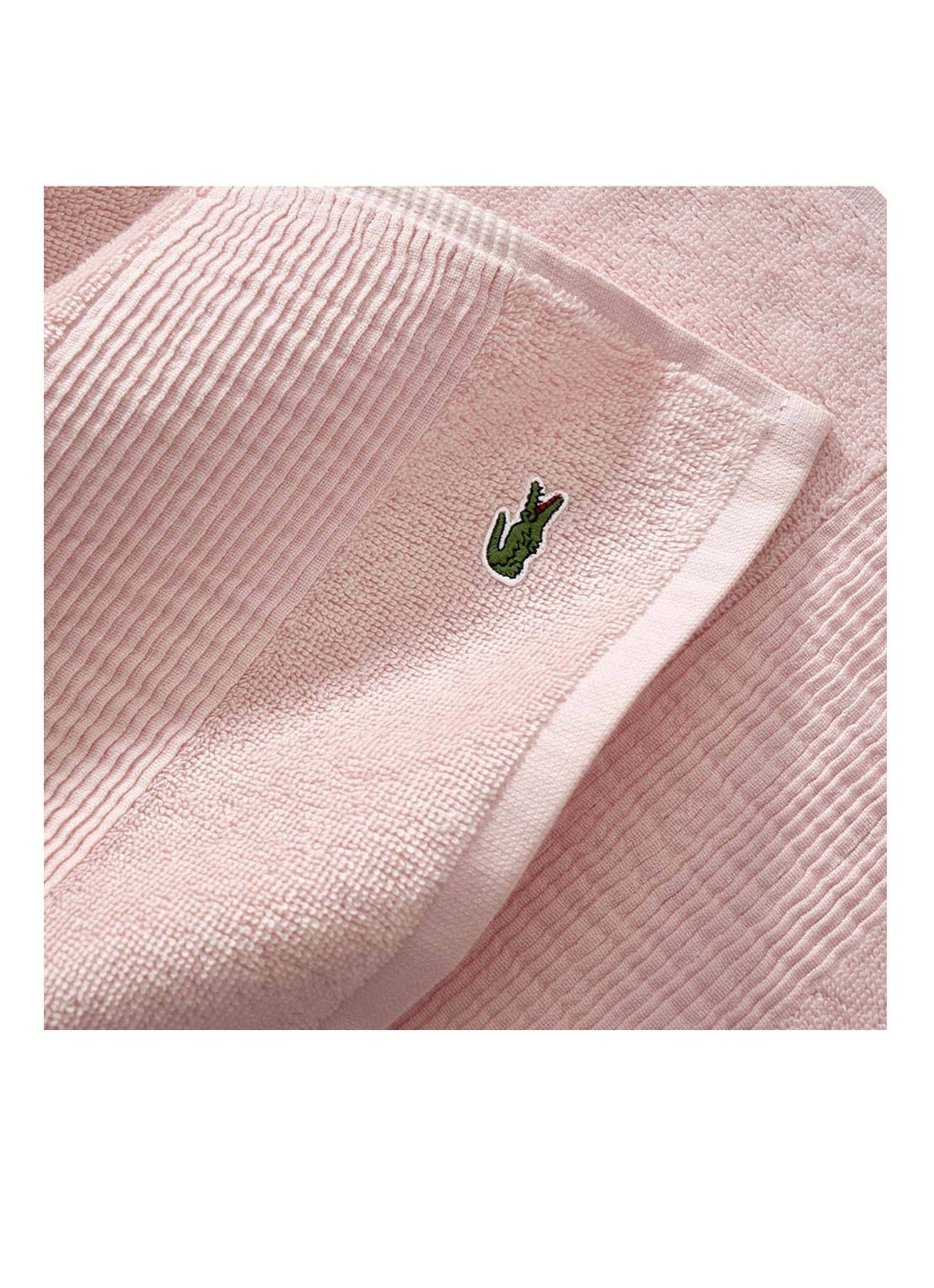 Lacoste L Lecroco badhanddoek - 600 gr/m2 - 50 x 100 cm - achterkant lichtroze