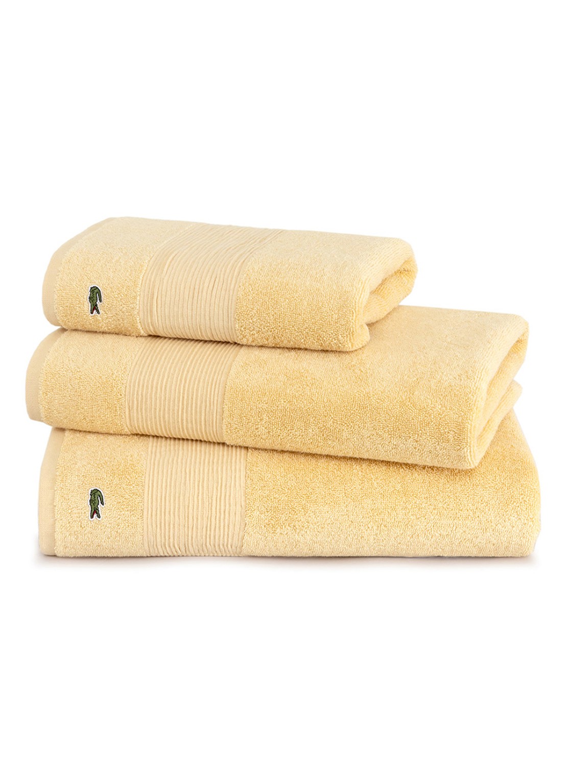 Lacoste L Lecroco badhanddoek - 600 gr/m2 - 50 x 100 cm - achterkant 3 beige