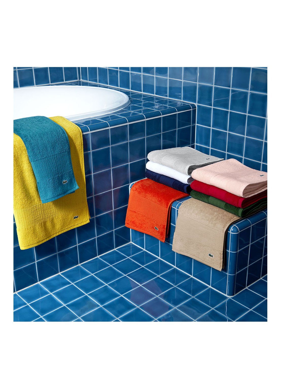 Lacoste L Lecroco badlaken - 600 gr/m2 - 100 x 150 cm - detail 3 turquoise