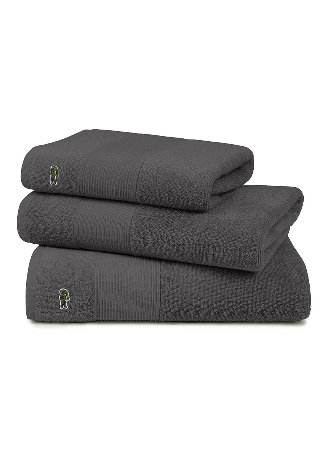 Lacoste L Lecroco badlaken - 600 gr/m2 - 100 x 150 cm - detail 5 antraciet