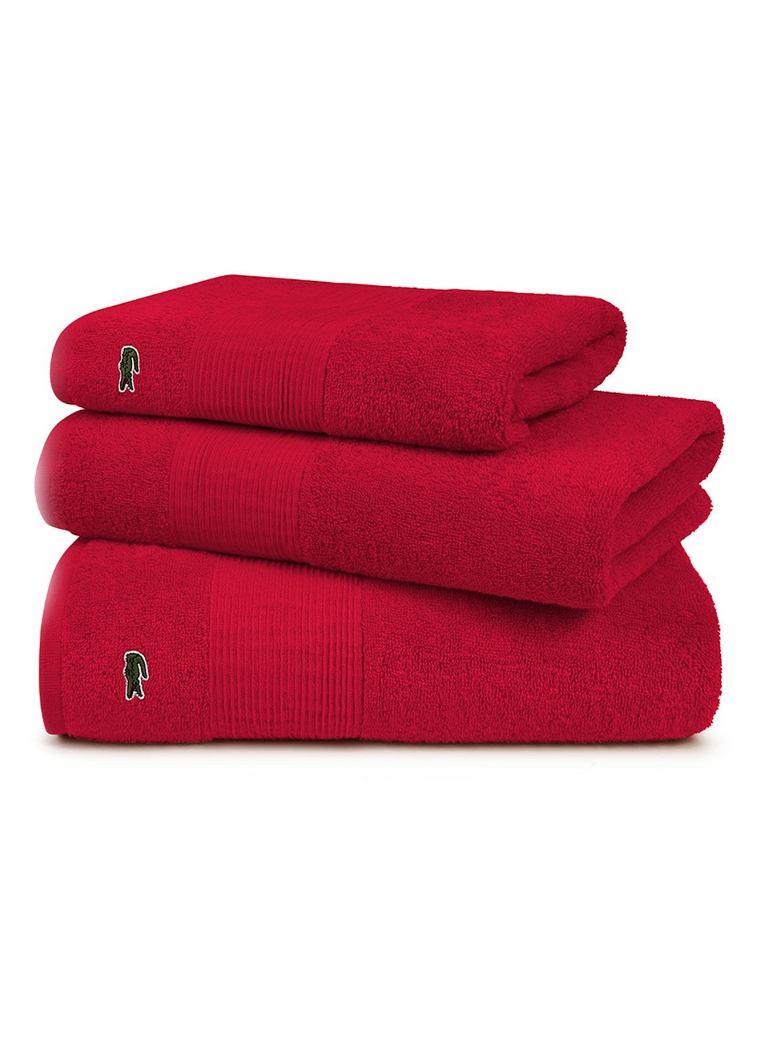 Lacoste L Lecroco badlaken - 600 gr/m2 -  70 x 140 cm - detail 2 kersenrood