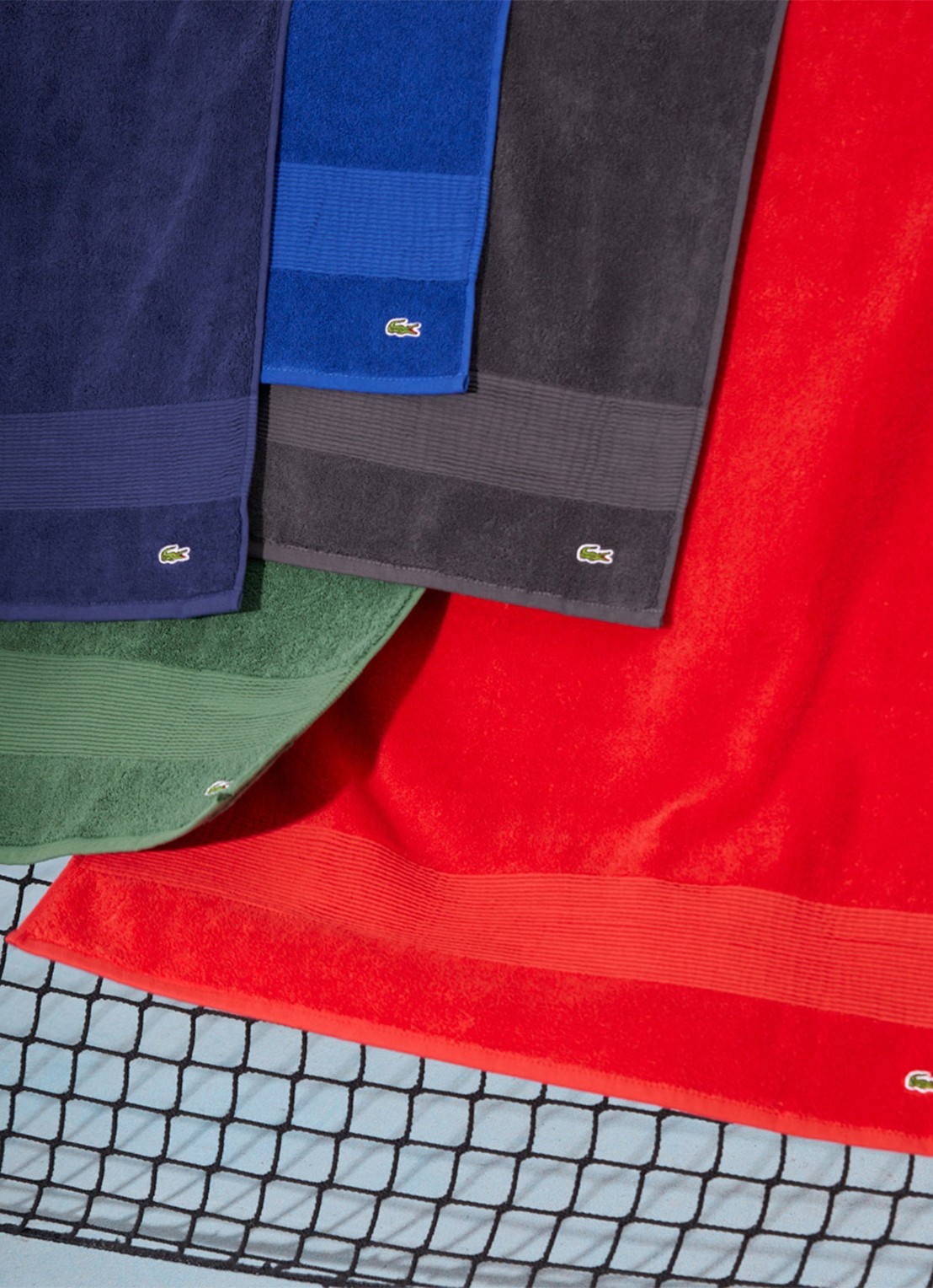 Lacoste L Lecroco badlaken - 600 gr/m2 -  70 x 140 cm - detail 2 antraciet