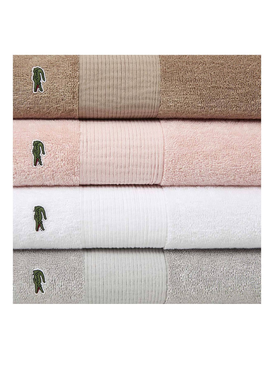 Lacoste L Lecroco gastendoek - 600 gr/m2 - 60 x 40 cm - detail 2 lichtroze