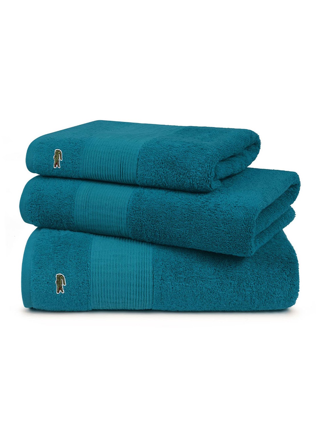 Lacoste L Lecroco gastendoek - 600 gr/m2 - 60 x 40 cm - voorkant 3 turquoise