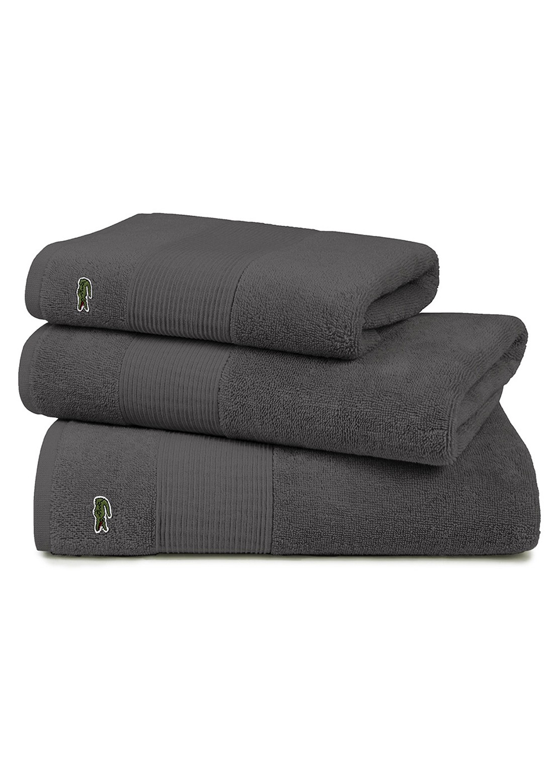 Lacoste L Lecroco gastendoek - 600 gr/m2 - 60 x 40 cm - detail 3 antraciet