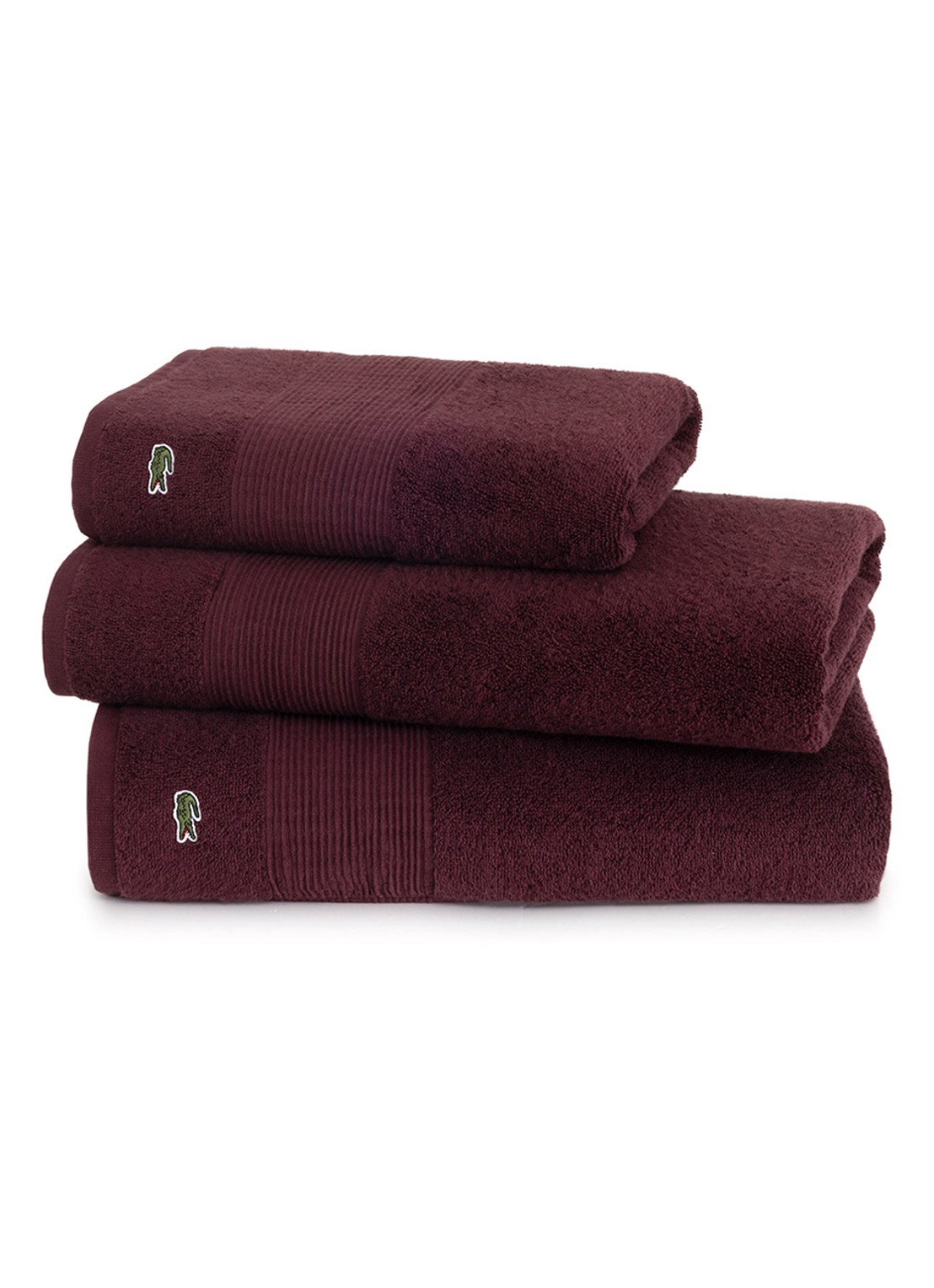 Lacoste L Lecroco gastendoek - 600 gr/m2 - 60 x 40 cm - achterkant 5 bordeauxrood