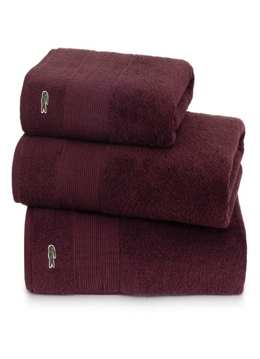 Lacoste L Lecroco gastendoek - 600 gr/m2 - 60 x 40 cm - detail bordeauxrood
