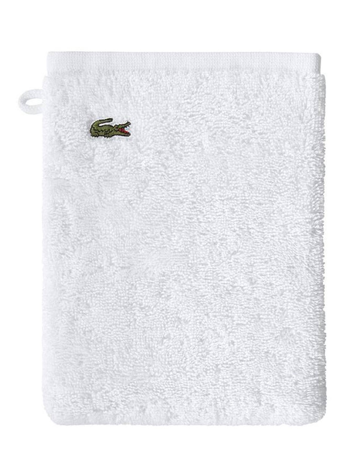 Lacoste L Lecroco washand - 600 gr/m2 - 15 x 21 cm - voorkant wit