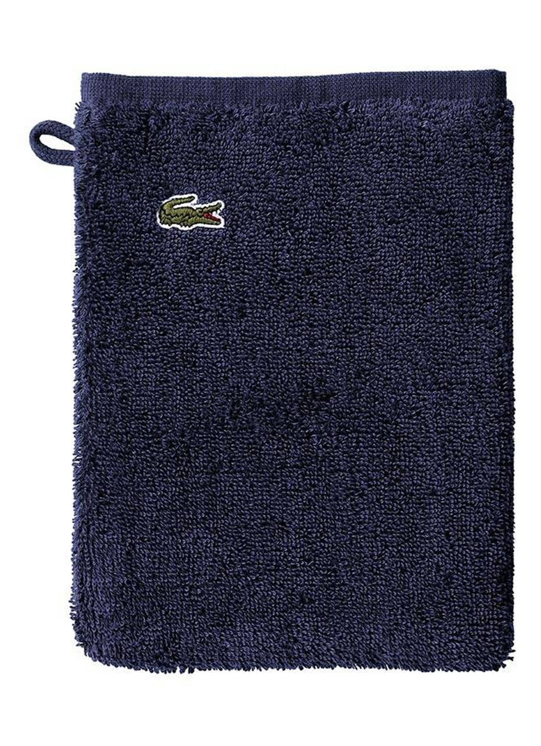 Lacoste L Lecroco washand - 600 gr/m2 - 15 x 21 cm - voorkant donkerblauw