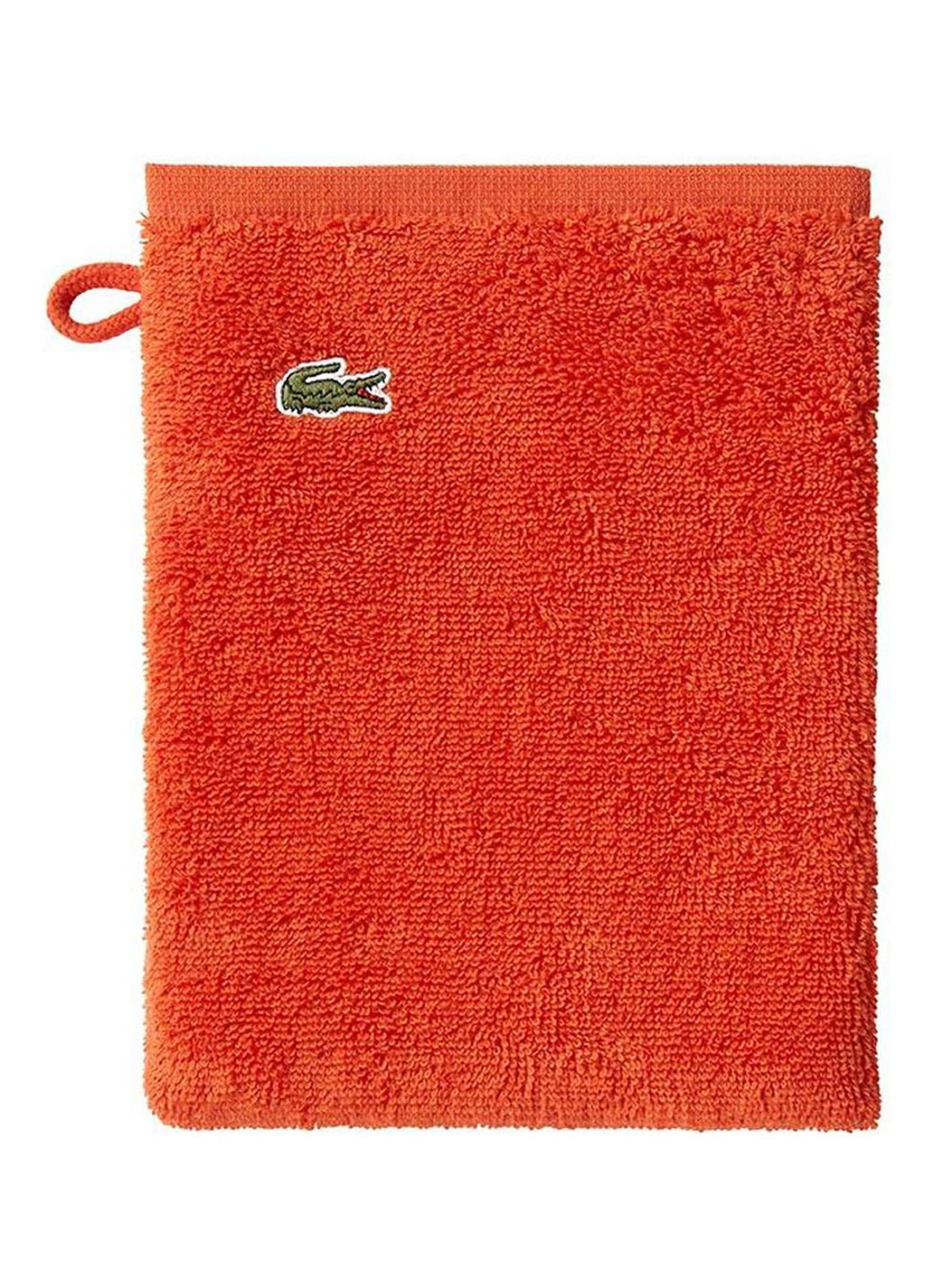 Lacoste L Lecroco washand - 600 gr/m2 - 15 x 21 cm - voorkant orange