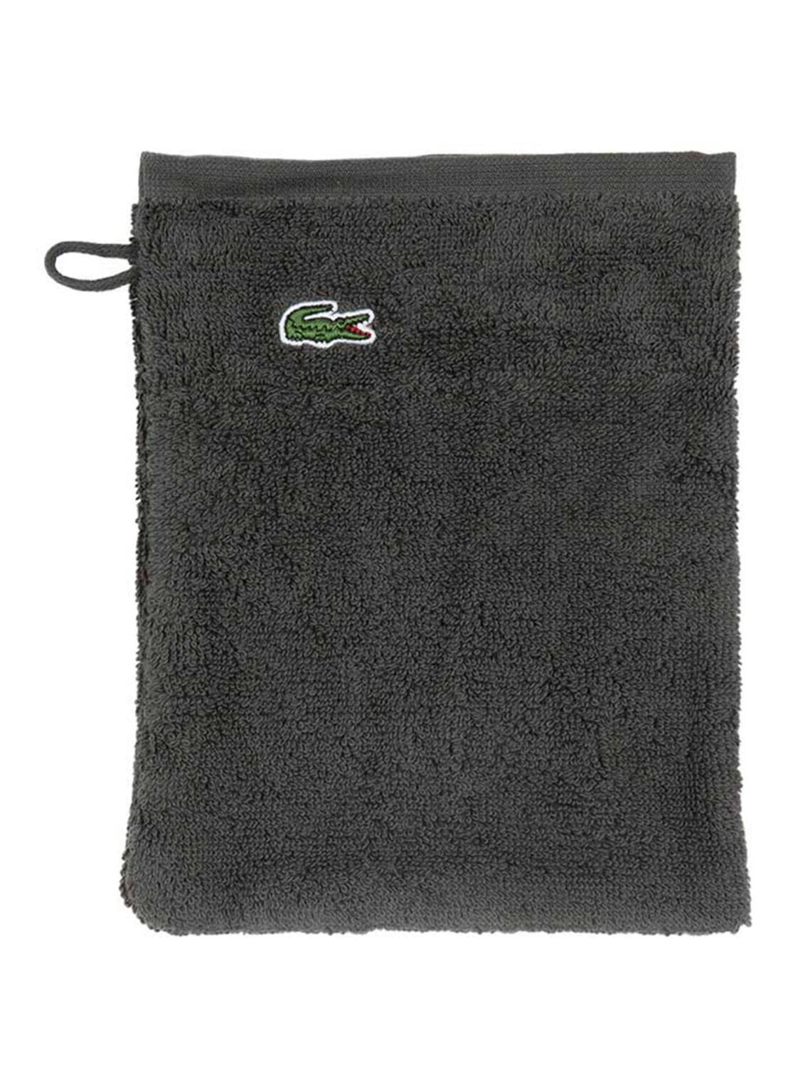 Lacoste L Lecroco washand - 600 gr/m2 - 15 x 21 cm - voorkant antraciet
