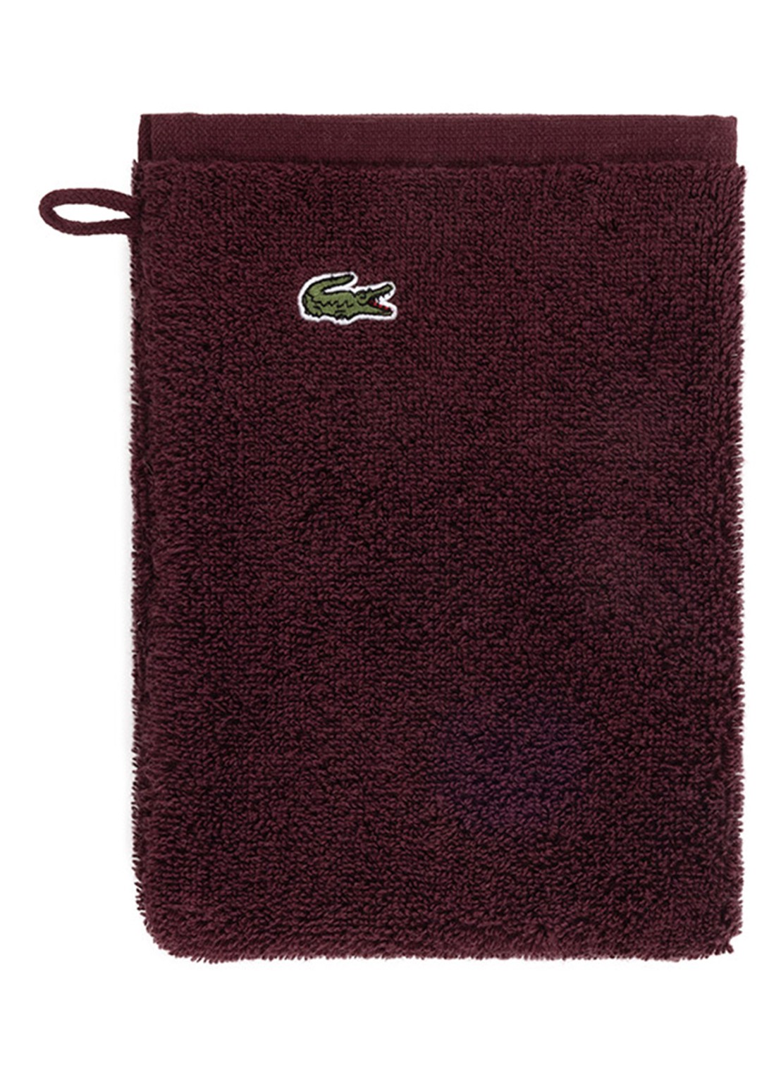 Lacoste L Lecroco washand - 600 gr/m2 - 15 x 21 cm - voorkant bordeauxrood