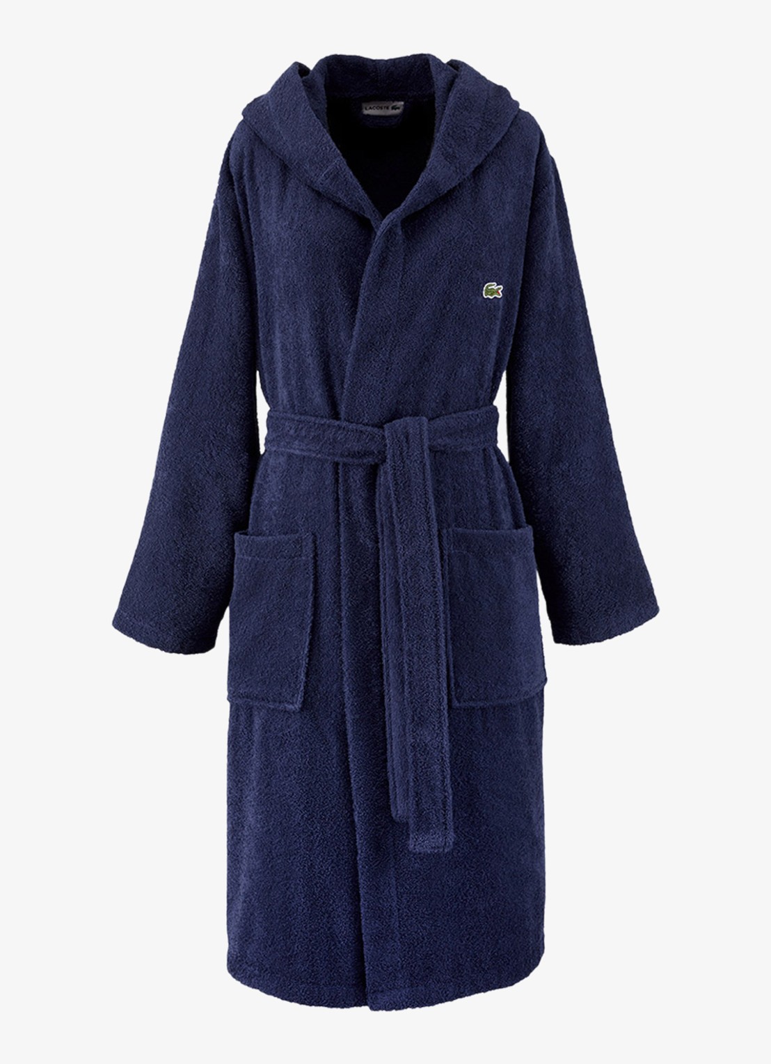 Lacoste L Open badjas van katoen - unisex - voorkant donkerblauw