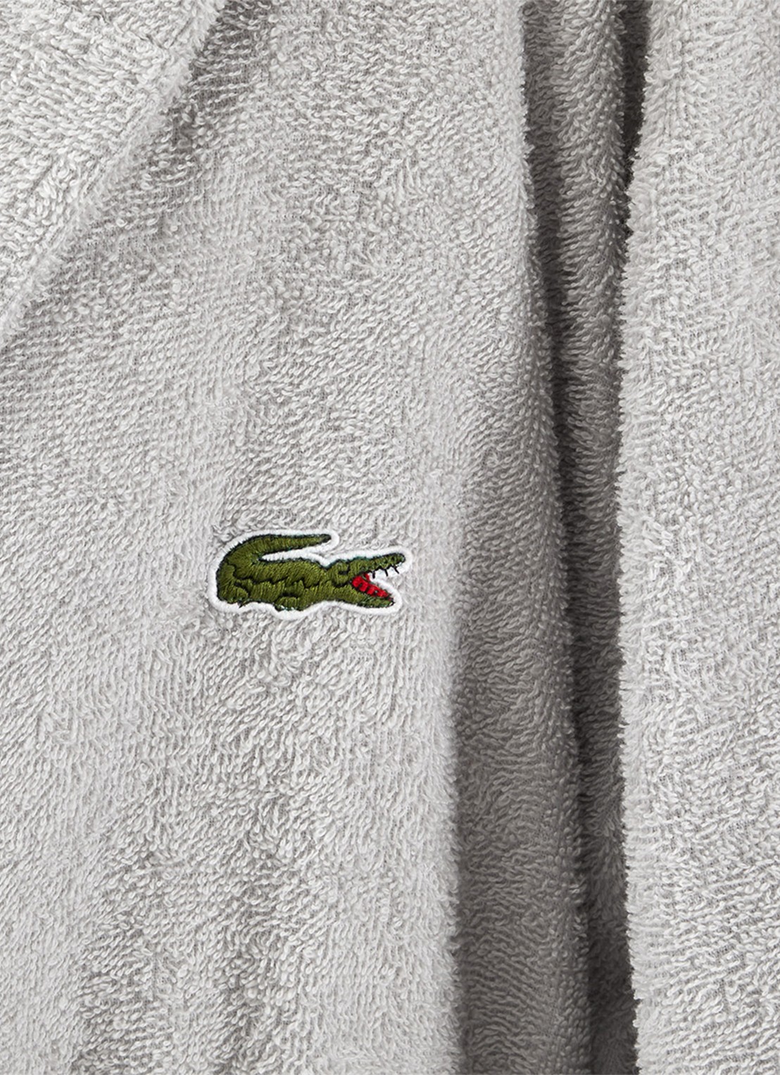 Lacoste L Open badjas van katoen - unisex - voorkant 2 lichtgrijs