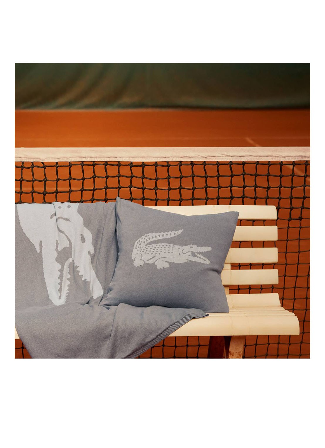 Lacoste L Reflet plaid 130 x 170 cm - voorkant grijs