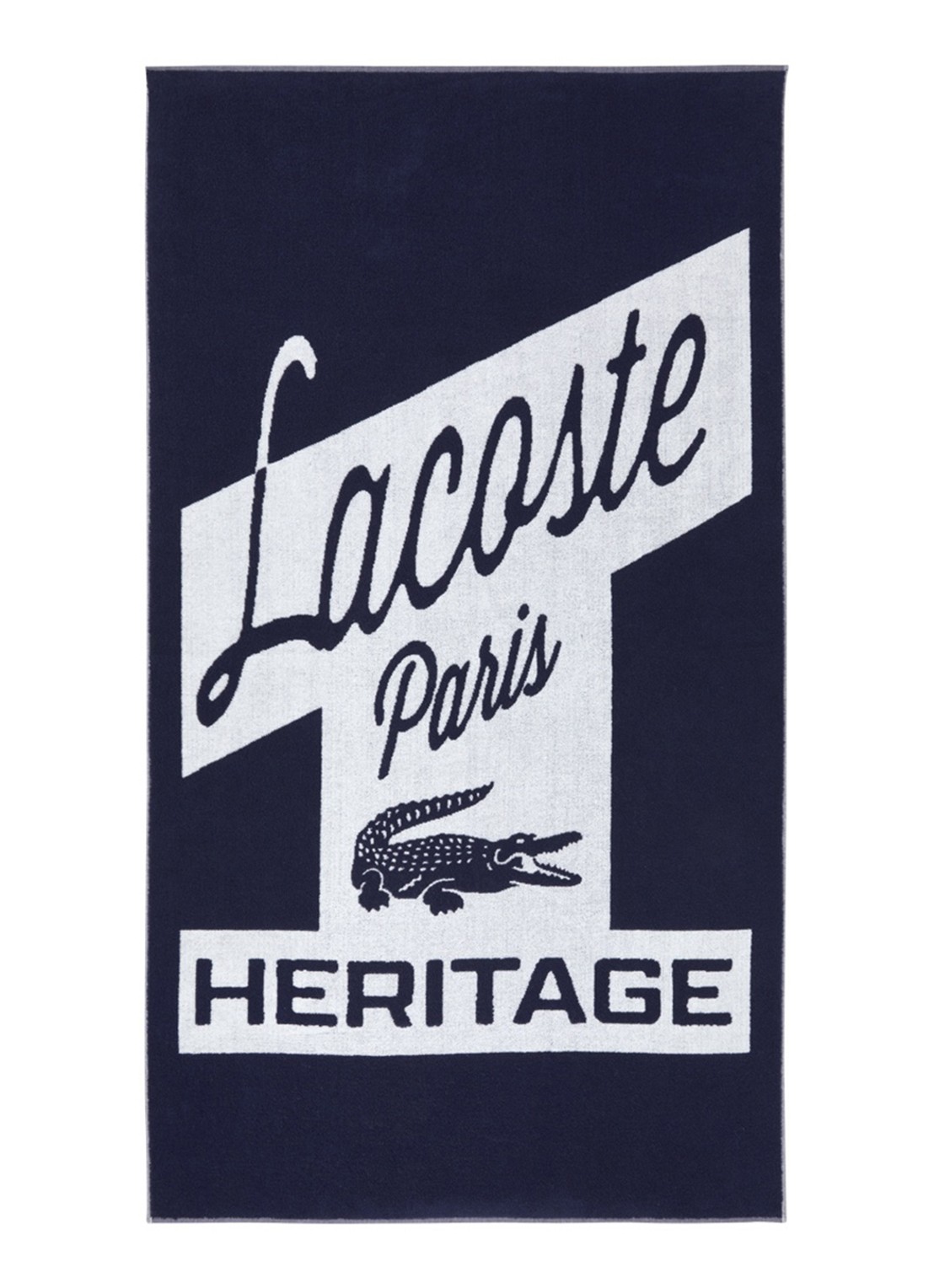 Lacoste L Retro badlaken 90 x 160 cm - voorkant donkerblauw