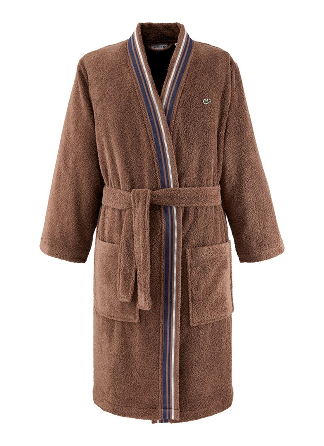 Lacoste L Score badjas met logoborduring - voorkant 4 bruin