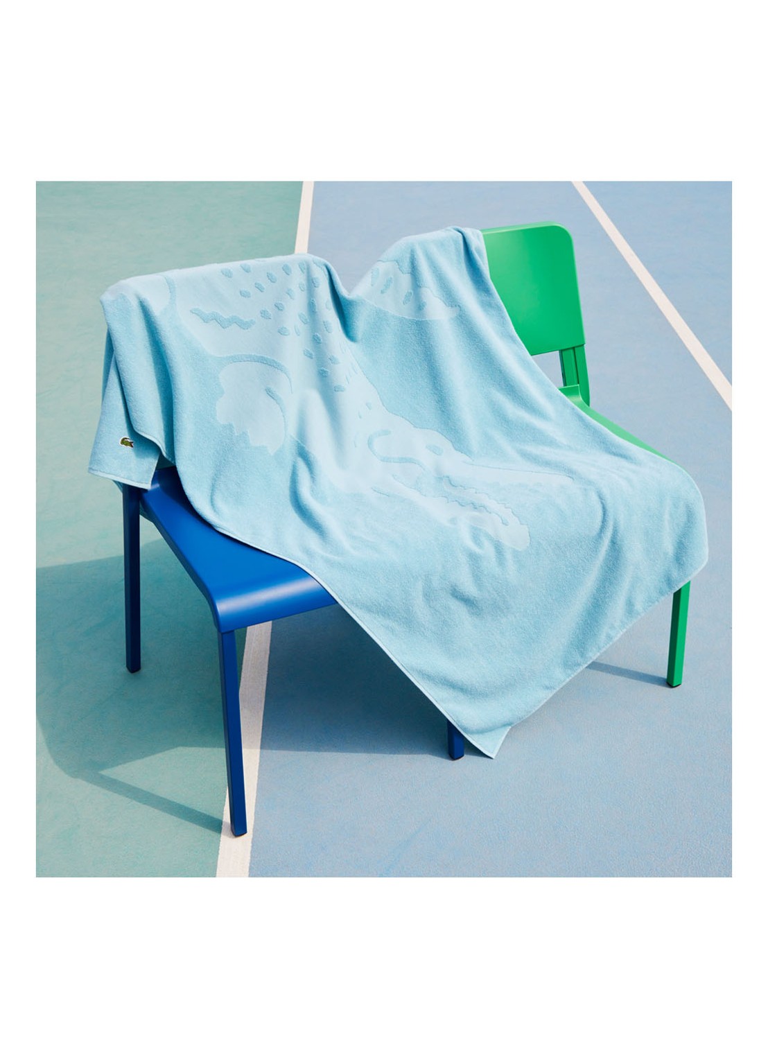Lacoste L Sport strandlaken van  katoen - 90 x 160 cm  - voorkant 5 aquablauw