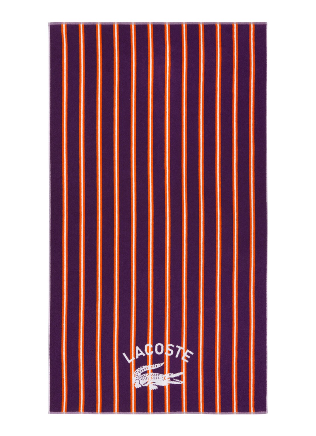 Lacoste L Sunstripe strandlaken - 90 x 160 cm - voorkant aubergine
