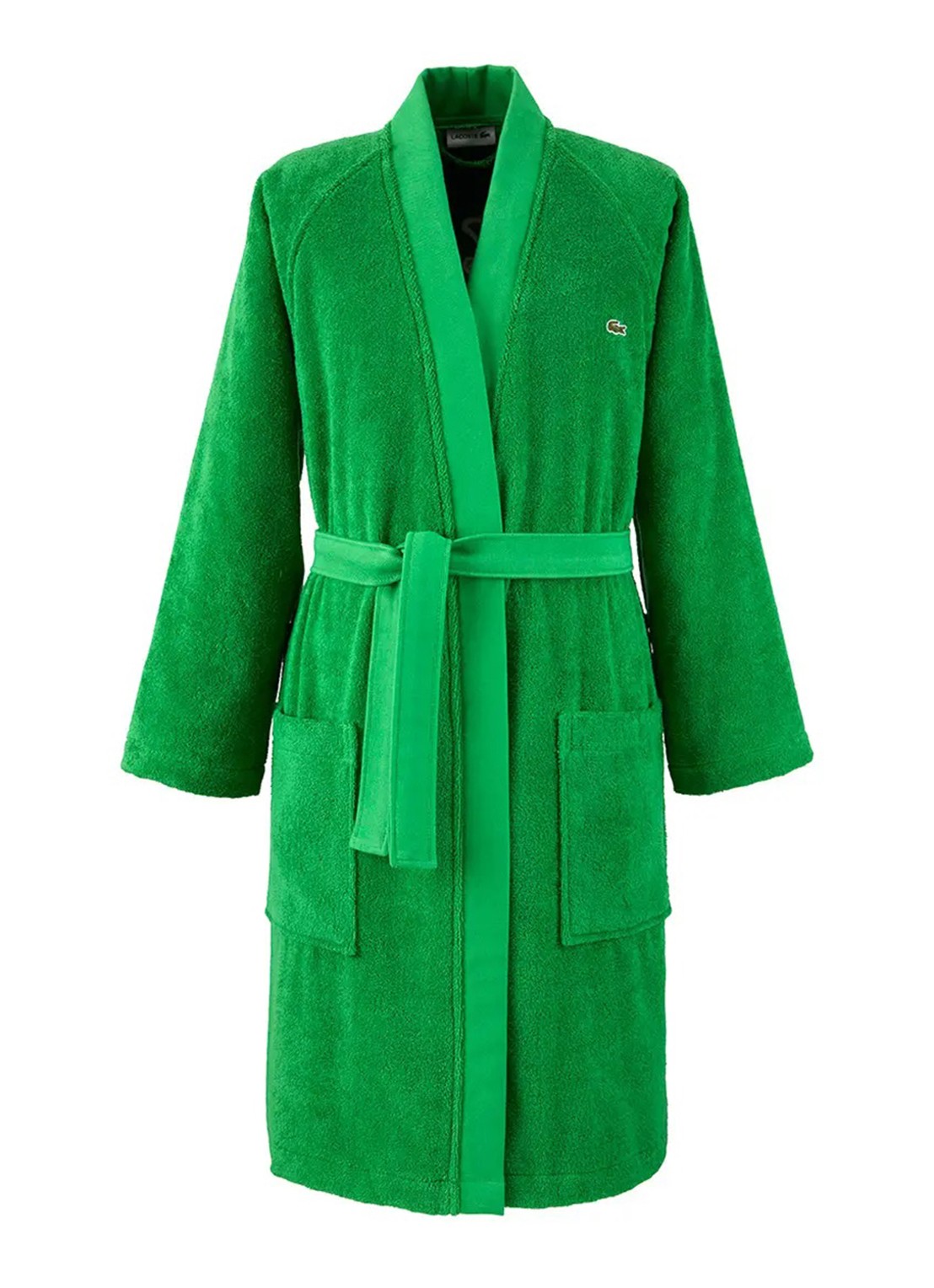 Lacoste Lattitud badjas met logoborduring - voorkant groen