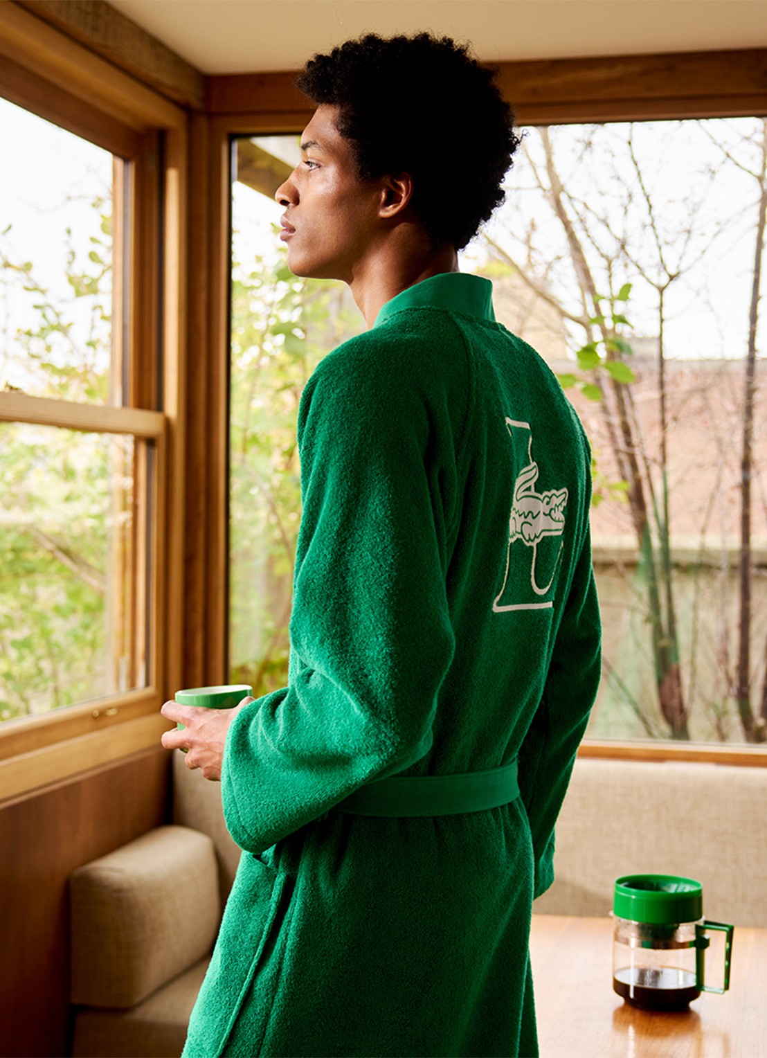 Lacoste Lattitud badjas met logoborduring - detail 9 groen