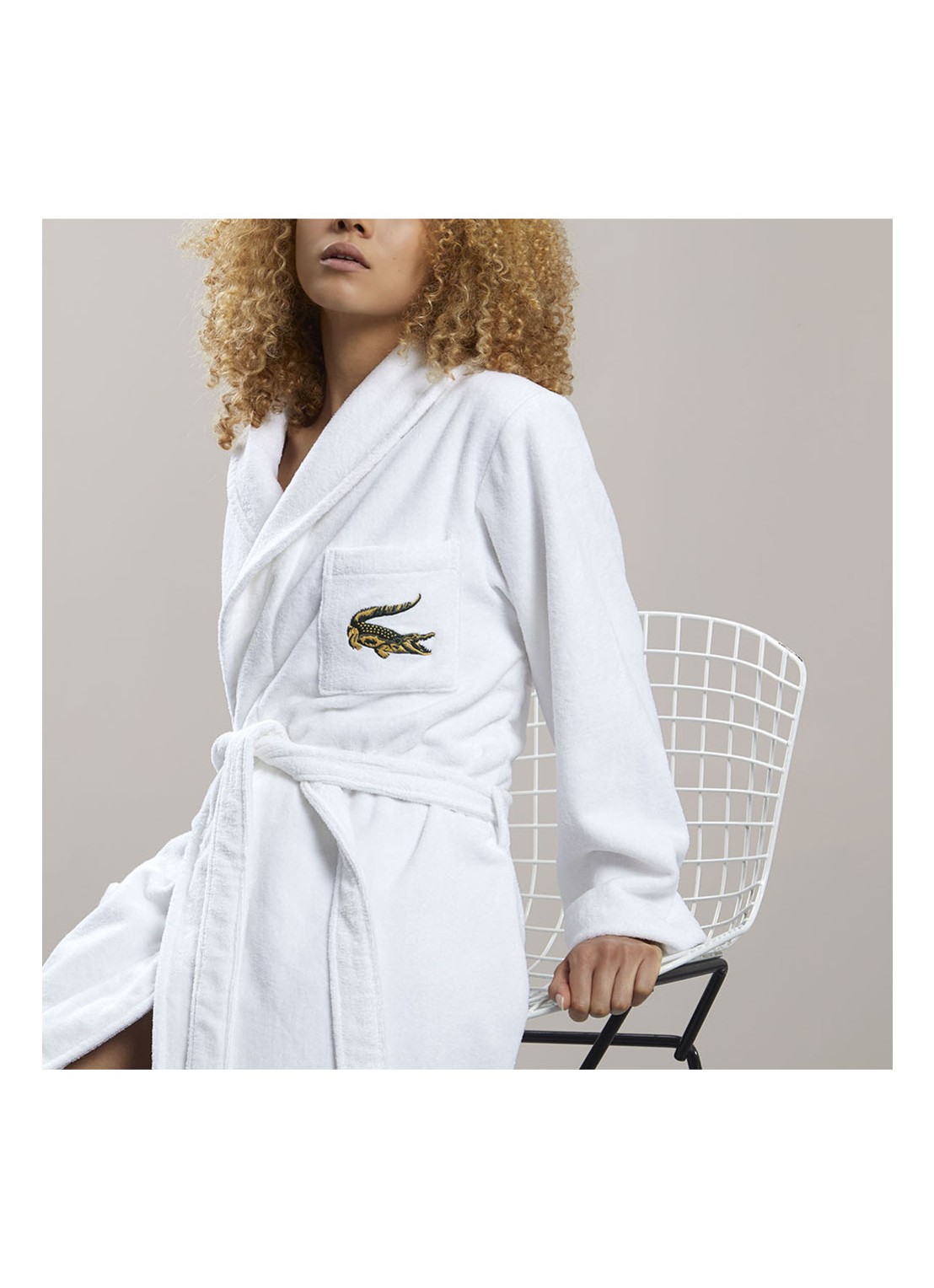 Lacoste Lrene Marine badjas van katoen - detail 4 wit