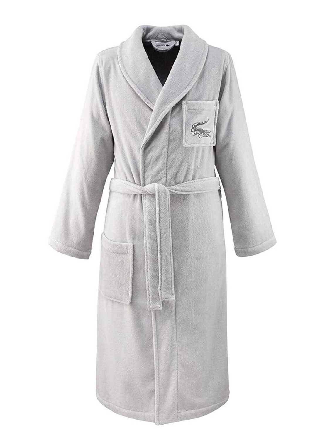 Lacoste Lrene Marine badjas van katoen - voorkant 3 grijs