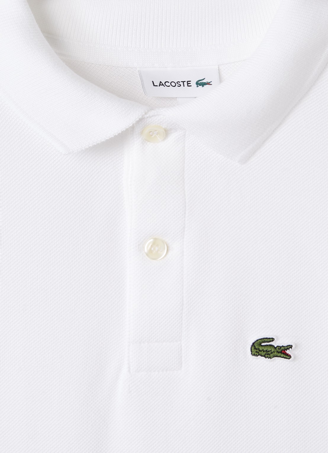 Lacoste Polo van piqué katoen met logo - detail gebroken wit