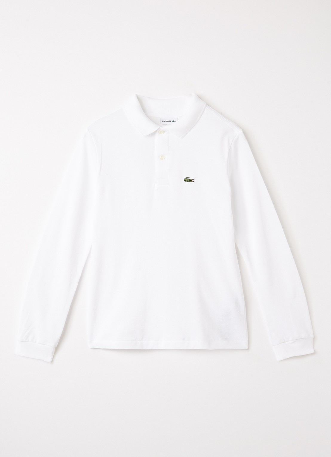 Lacoste Polo van piqué katoen met logo - voorkant 2 gebroken wit
