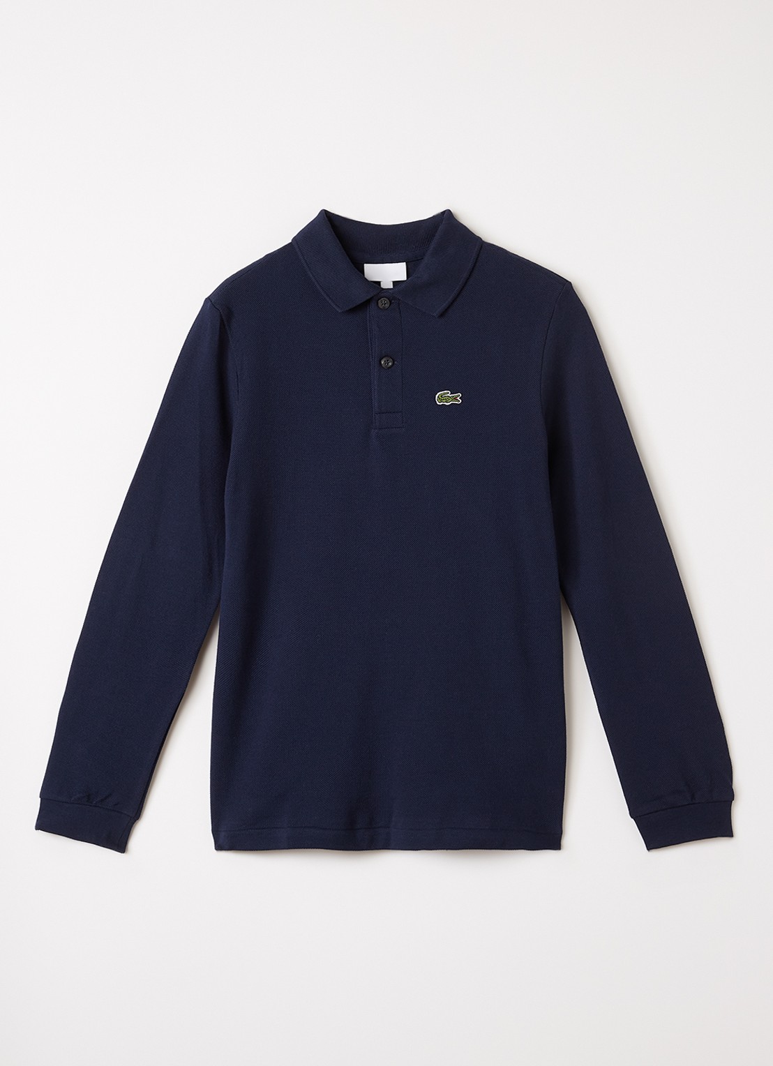 Lacoste Polo van piqué katoen met logo - voorkant donkerblauw