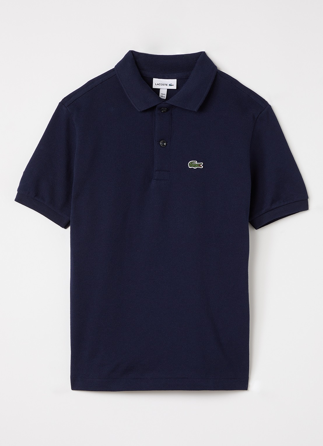 Lacoste Polo van piqué katoen met logo - voorkant donkerblauw