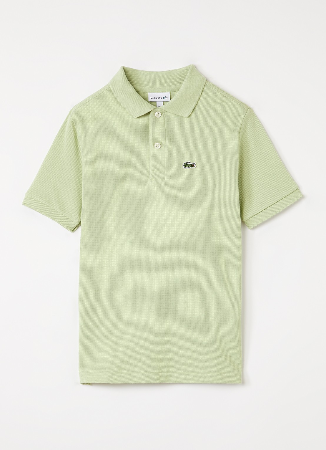 Lacoste Polo van piqué katoen met logoborduring - voorkant lichtgroen