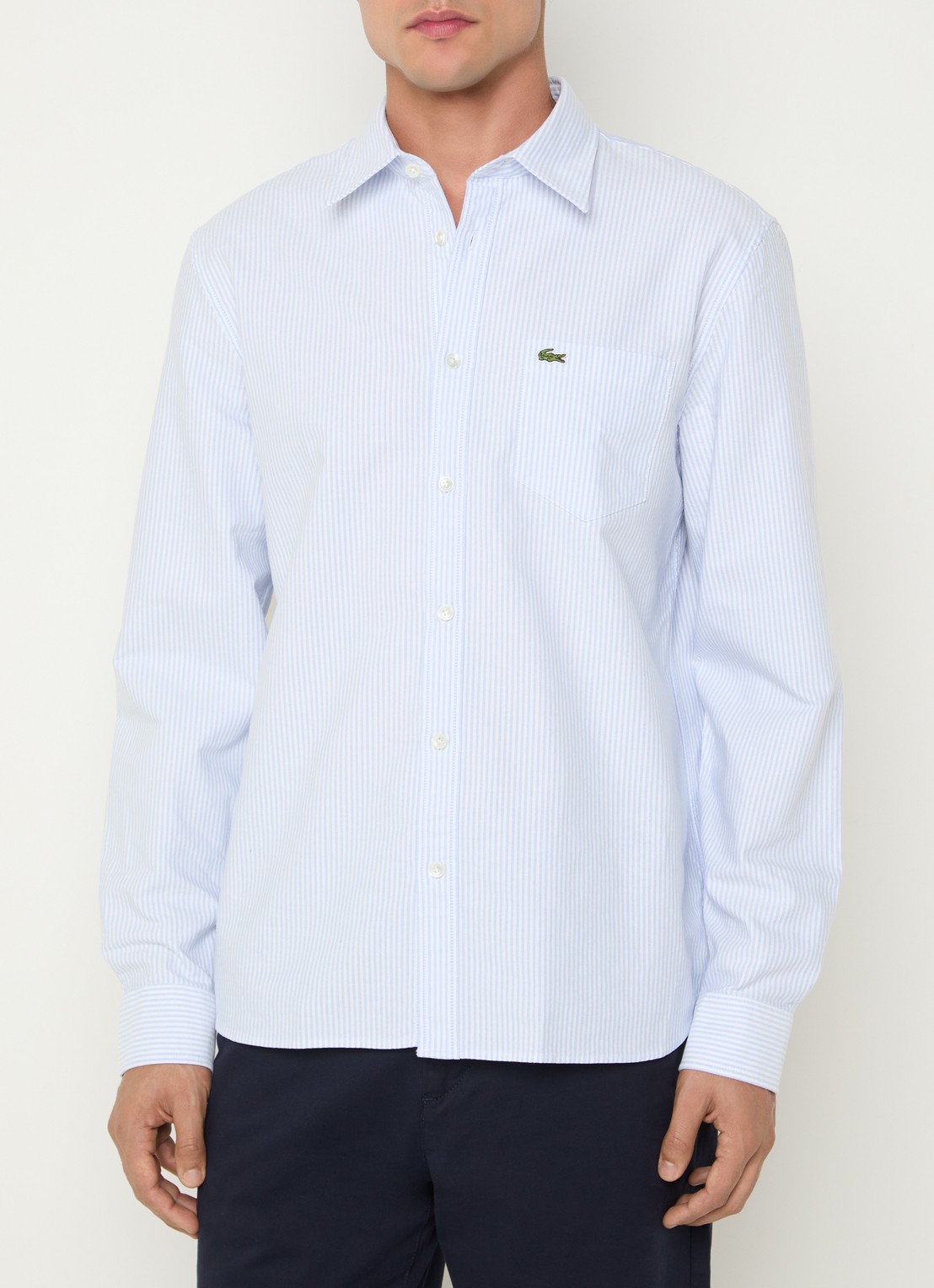Lacoste Regular fit overhemd met borstzak en streepprint - detail 4 beige