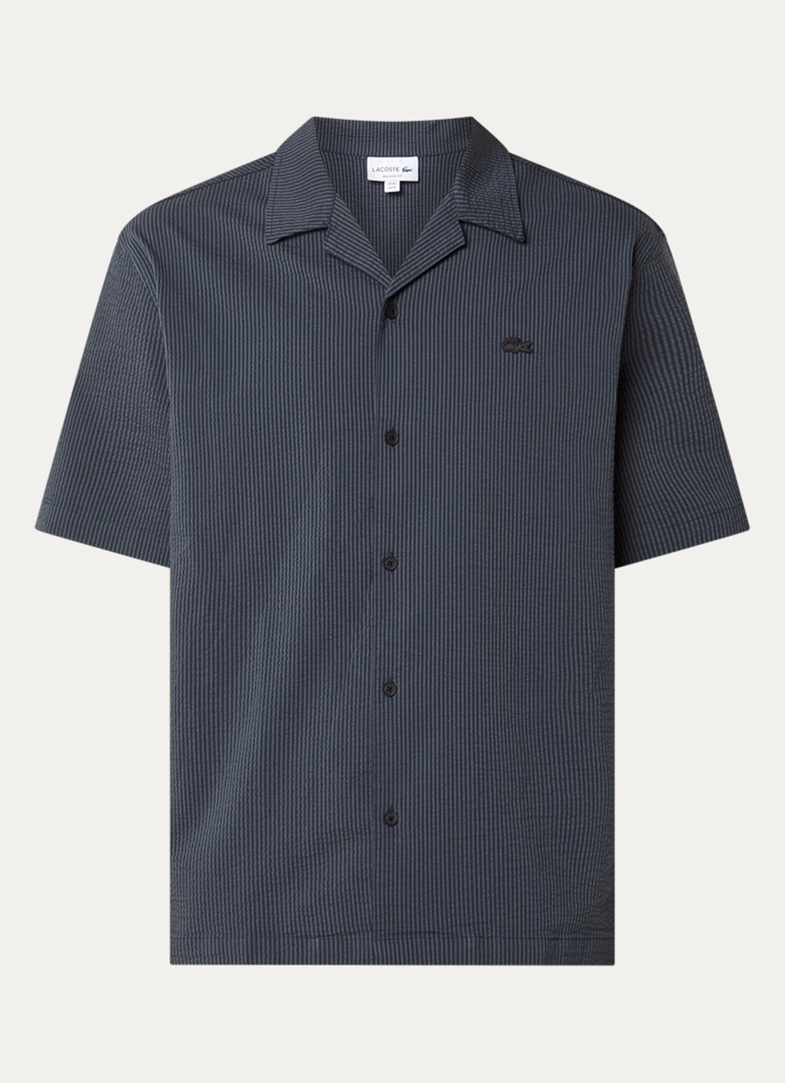 Lacoste Regular fit overhemd met streepprint en logo - voorkant antraciet