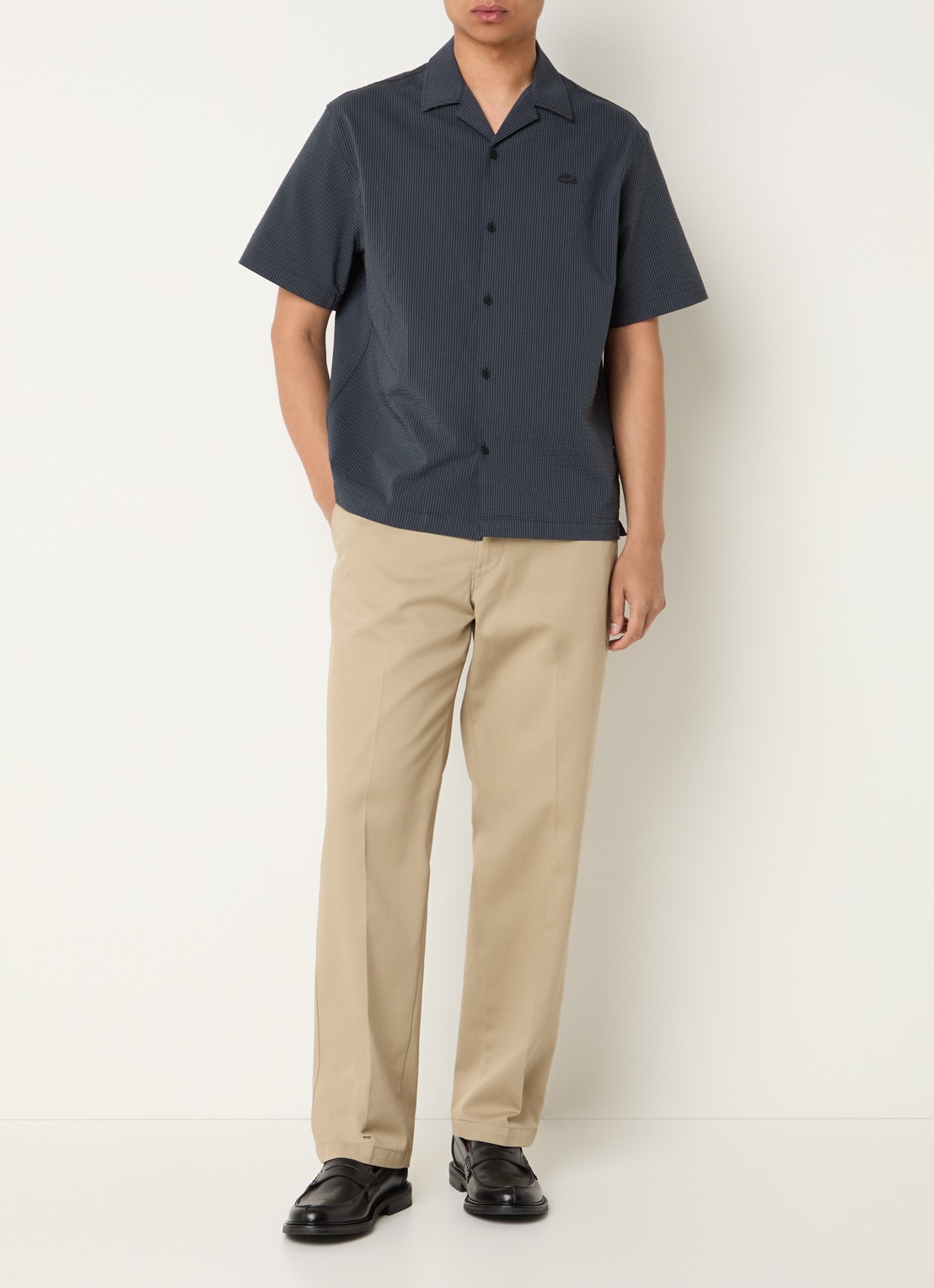 Lacoste Regular fit overhemd met streepprint en logo - voorkant 2 antraciet