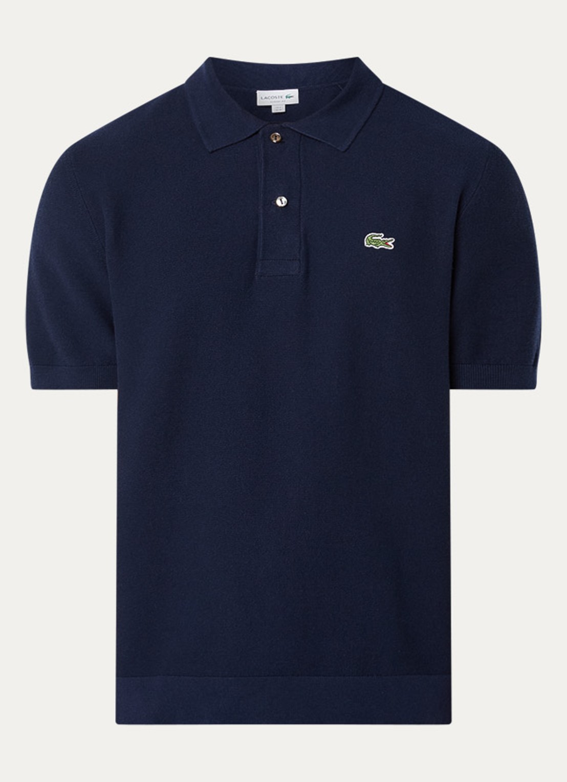 Lacoste Regular fit polo met logoborduring - voorkant 2 donkerblauw