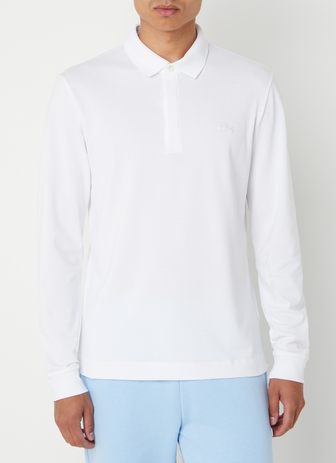 Lacoste Regular fit polo met logoborduring - detail wit