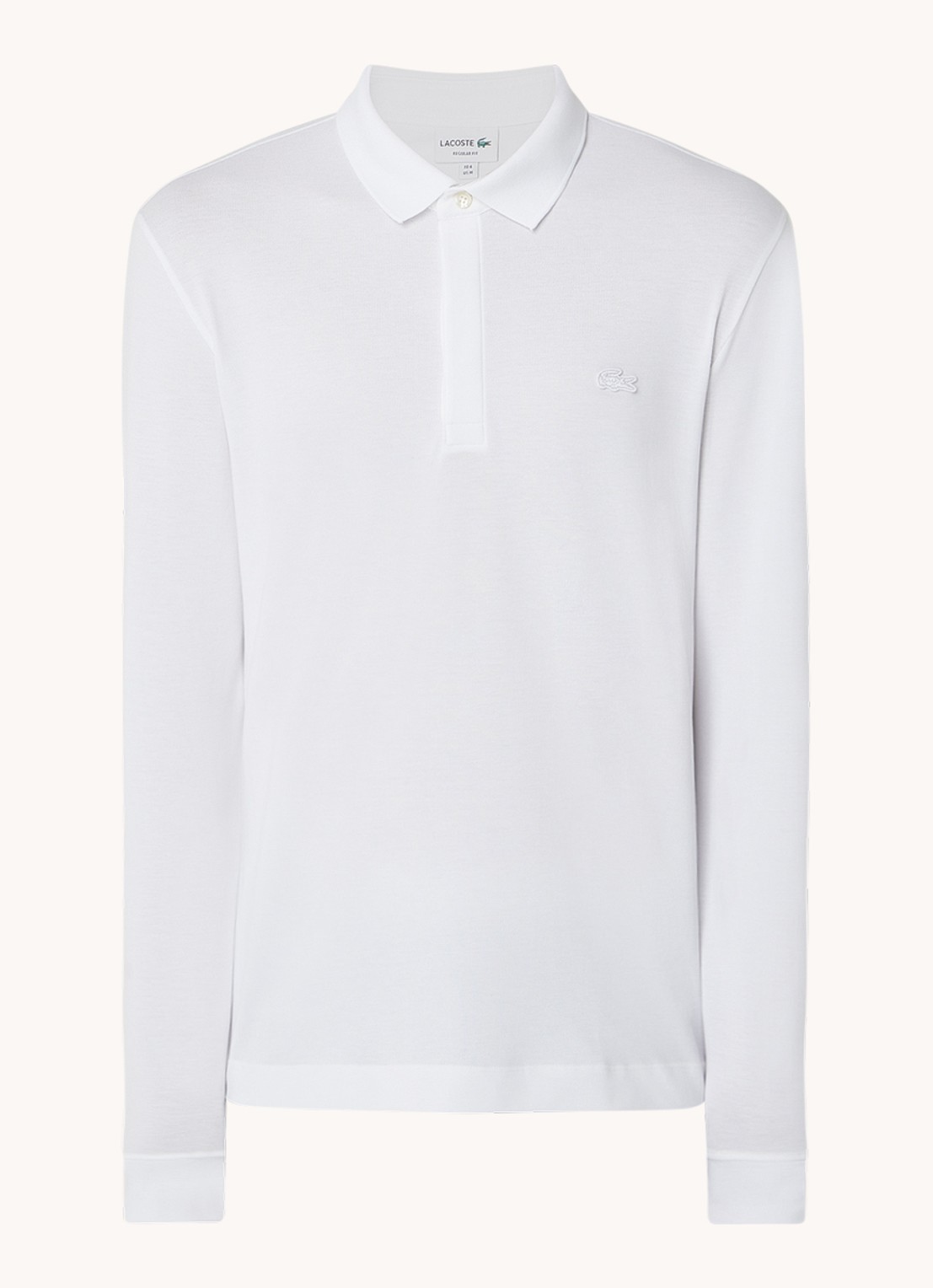 Lacoste Regular fit polo met logoborduring - voorkant 3 wit