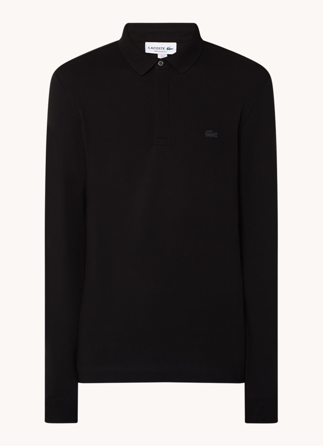 Lacoste Regular fit polo met logoborduring - voorkant zwart
