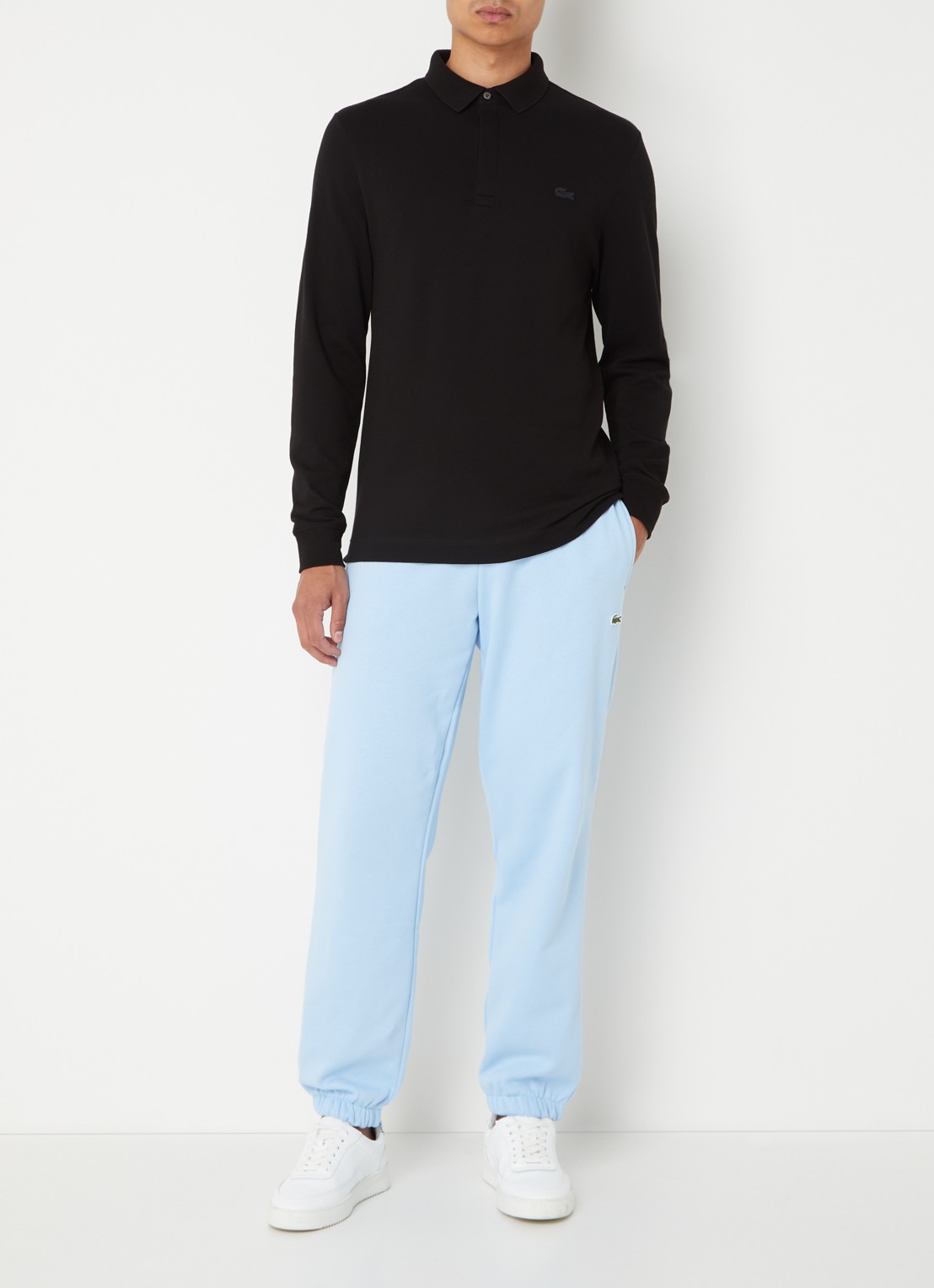 Lacoste Regular fit polo met logoborduring - voorkant 2 zwart