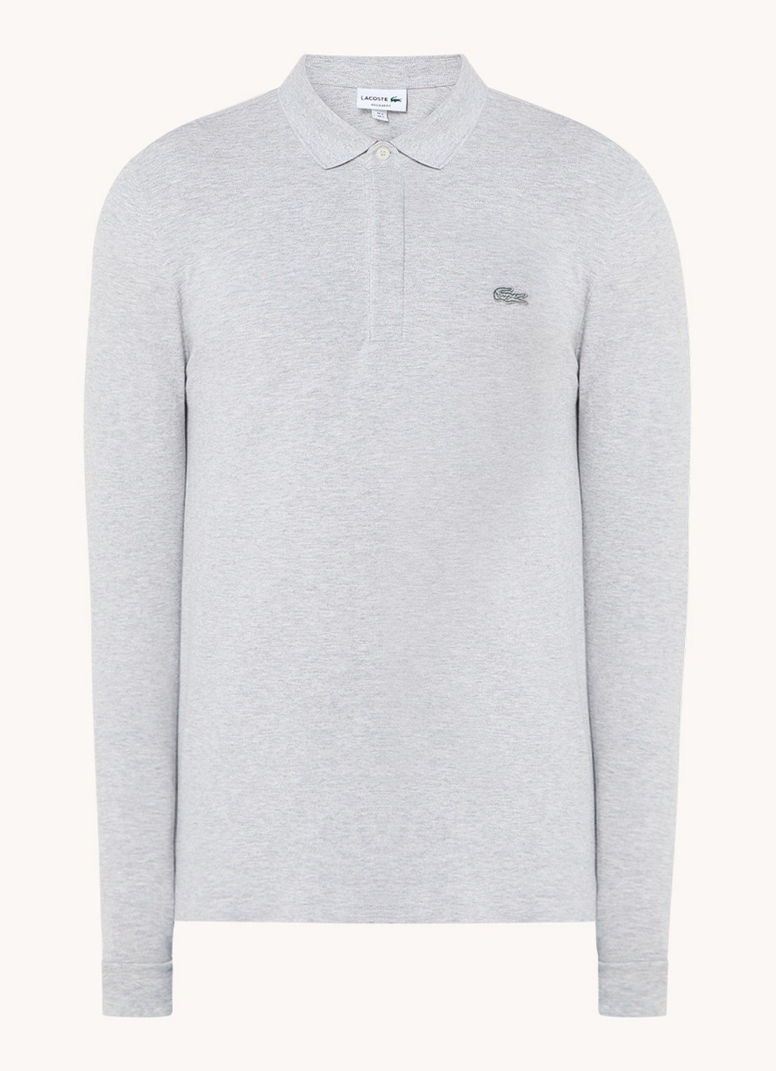 Lacoste Regular fit polo met logoborduring - voorkant 3 grijsmele
