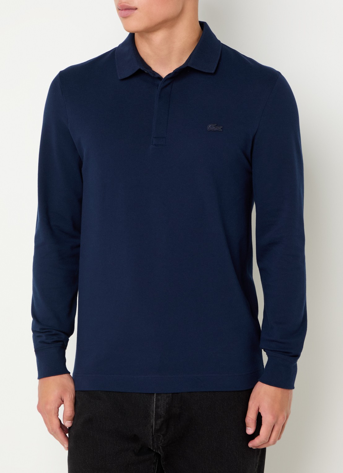Lacoste Regular fit polo met logoborduring - detail donkerblauw