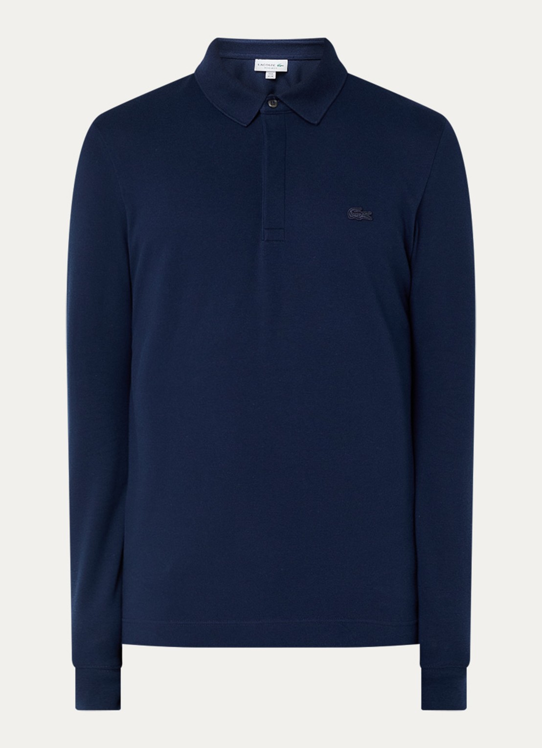 Lacoste Regular fit polo met logoborduring - voorkant 3 donkerblauw