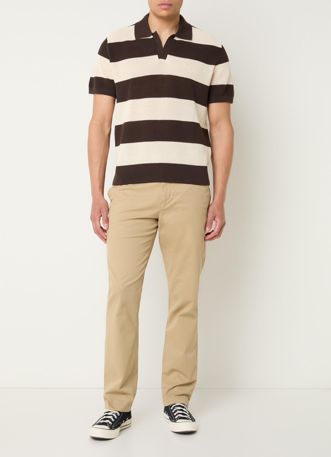 Lacoste Regular fit polo met structuur - voorkant 2 beige