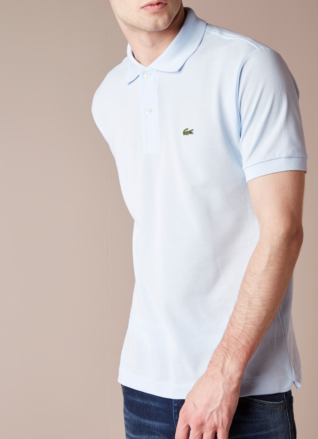 Lacoste Regular fit polo van piqué katoen - detail lichtblauw