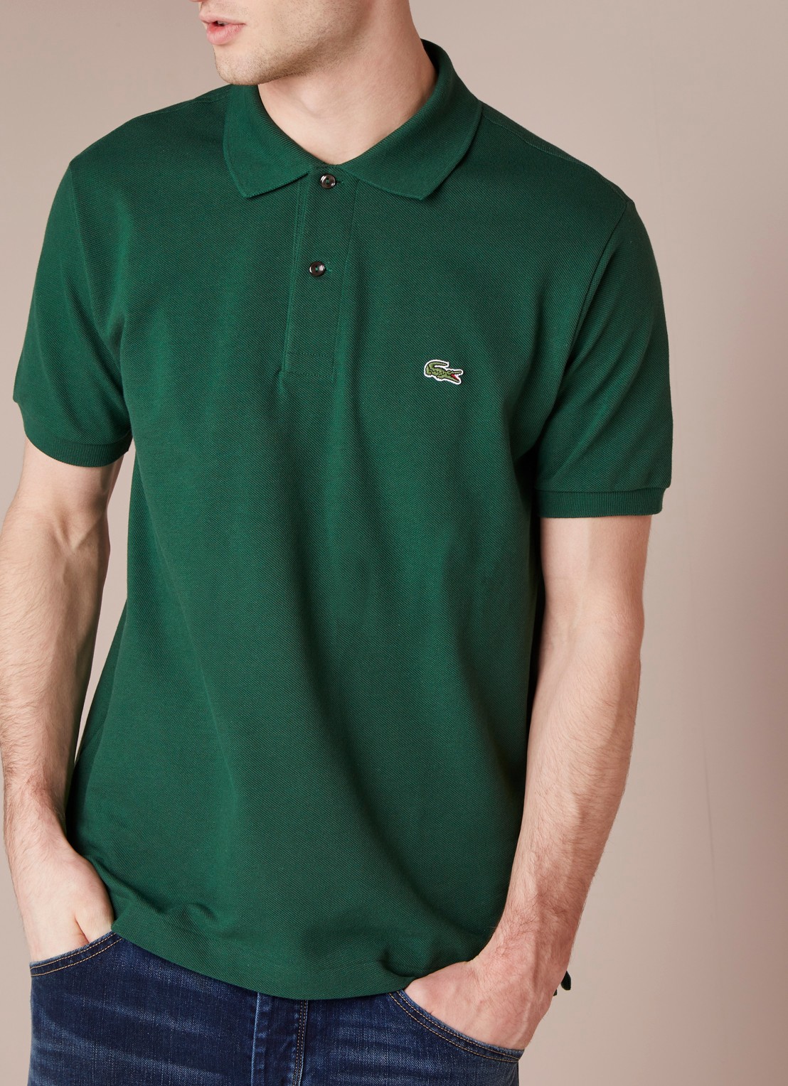 Lacoste Regular fit polo van piqué katoen - detail 3 groen